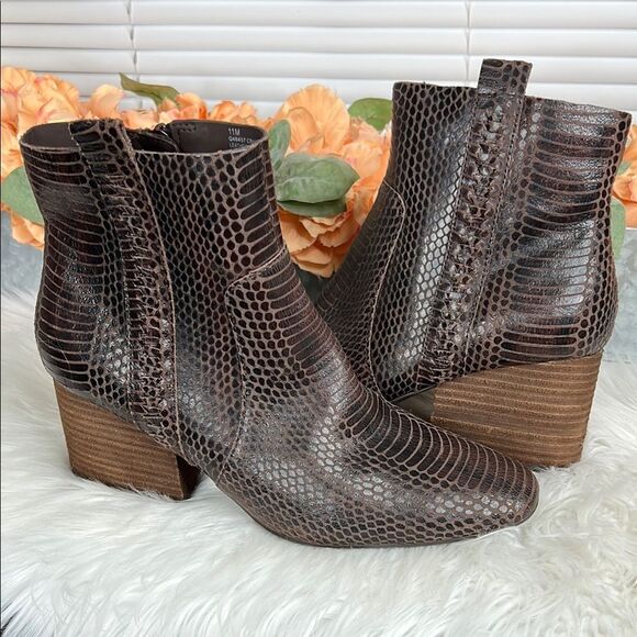 Kork-Ease Leyland Brown Snakeskin Ankle Boots Size 11 - Picture 1 of 11